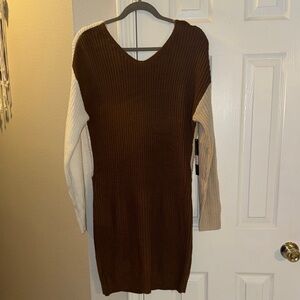 Almost Famous Brown and Cream Mini Dress